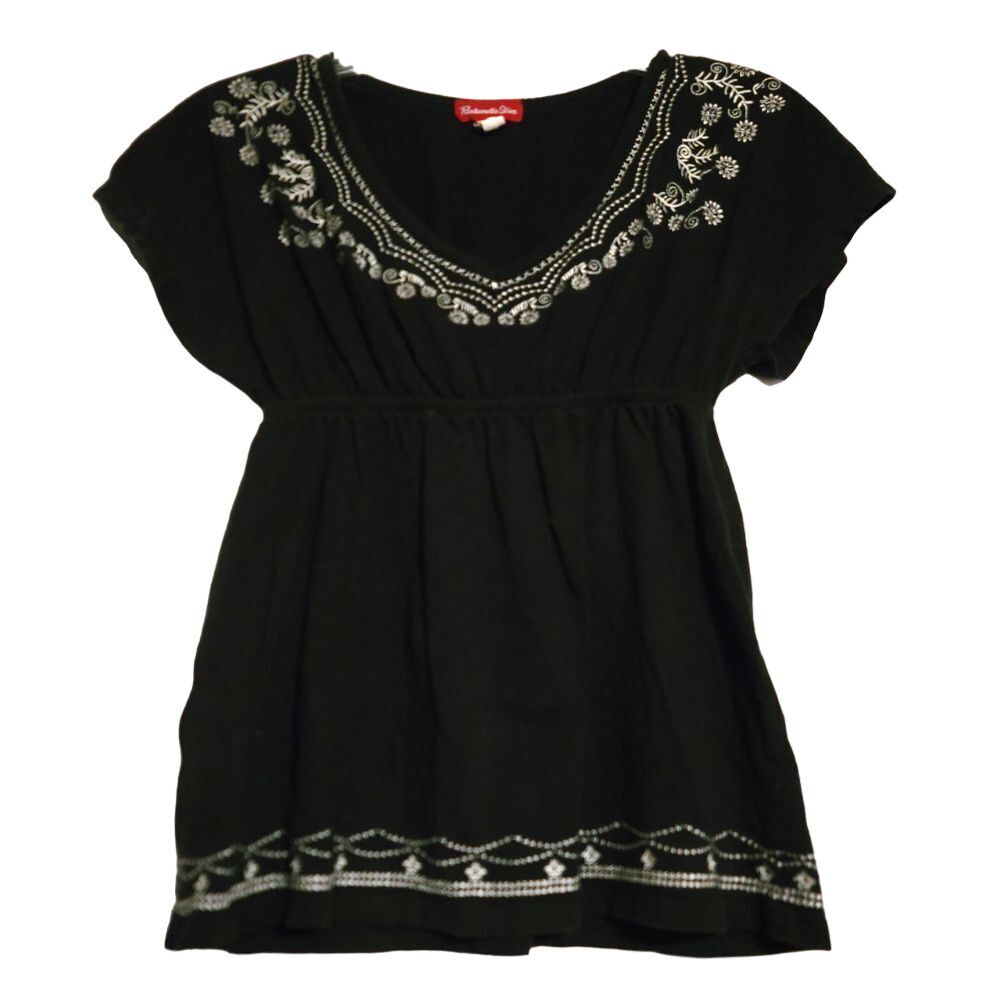 Panhandle Slim Embroidered Black Boho‎ Shirt Womens S